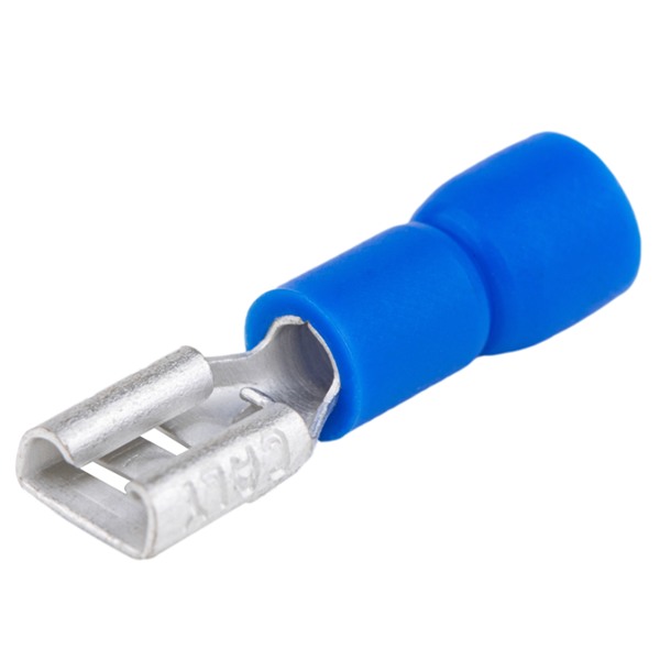 Tracon KCSH6 Izolované Cu lisovací dutinky ploché, modré 6,3×0,8mm, 2,5mm2