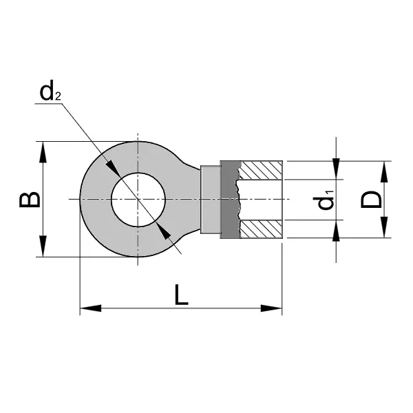 Tracon KSZ16-12 Izolovaná Cu lisovací kabelová oka, modrá, pocínovaná 16mm2, M12, (d1=5,7mm, d2=13mm), PVC