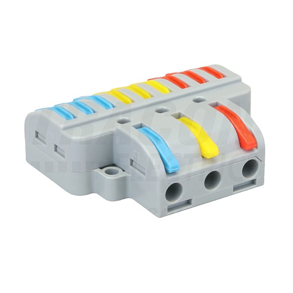 Tracon OVO3P39 Krabicová svorka pružinová 0,5-4mm2, 32A, 400VAC 3P