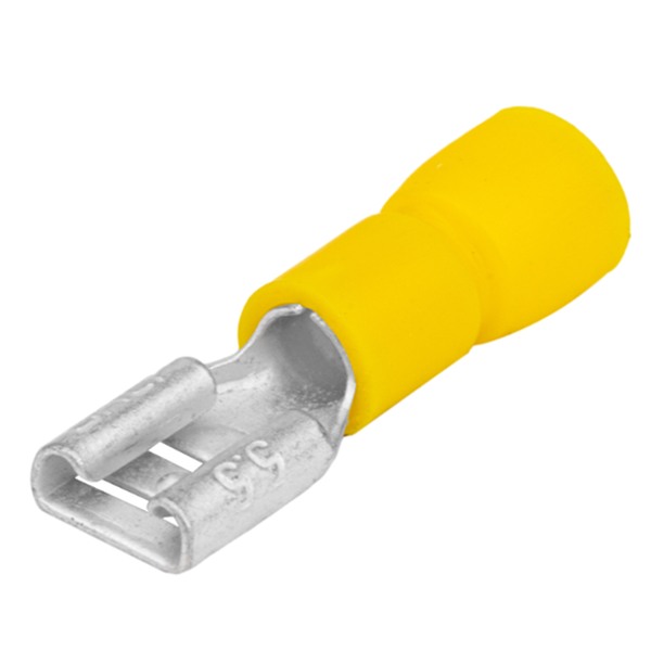 Tracon SCSH6 Izolované Cu lisovací dutinky ploché,žluté 6,3×0,8mm, 6mm2