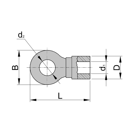 Tracon SZ1.5-6 Neizolovaná Cu kabelová oka lisovaná z plechu 1,5mm2, M6, (d1=2,3mm, d2=6,4mm)