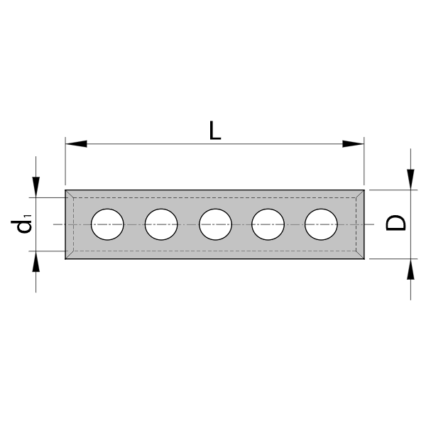 Tracon THCS150 Neizolované kabelové spojky,šroubovací, pocínované 150mm2, (d1=16.9mm, L=59.3mm)