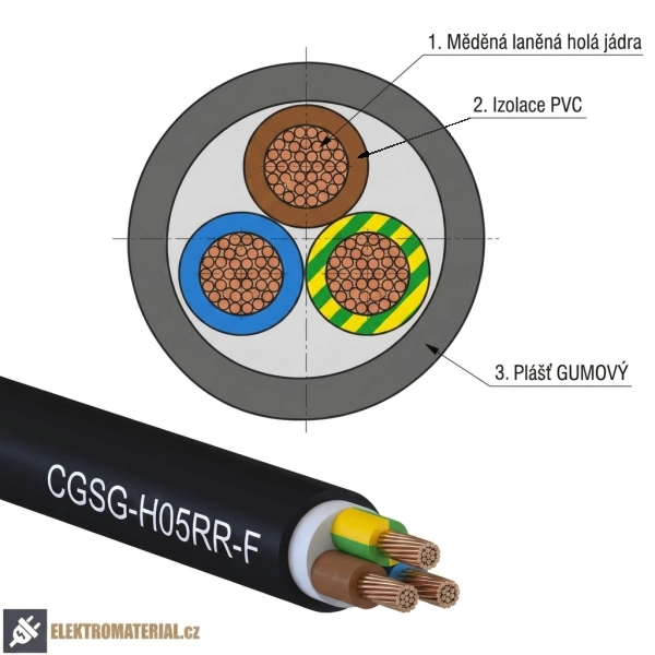 CGSG 3Gx2,5 Kabel gumový H05RR-F 3x2,5 mm, délka 100m