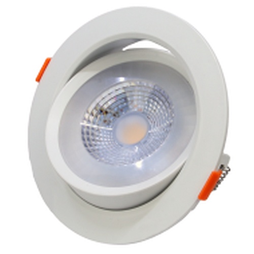Tracon DLCOB7NW Podhledové kulaté LED svítidlo, polohovatelné, série DLCOB a 200-240 V, 50Hz, 7W, 4000K, 450lm, 38°, IP20, EEI=G