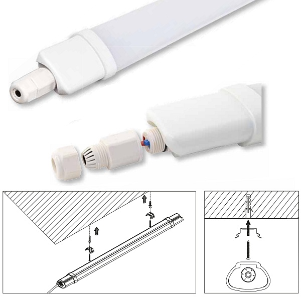 Tracon LVE1524W Prachotěsné LED svítidlo se zabudovaným LED modulem 230VAC, 24W, 4000K, 2160lm, IP65, EEI=F