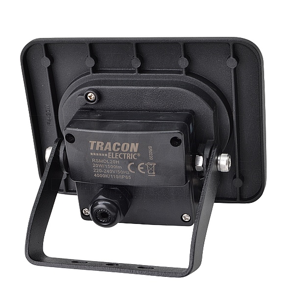 Tracon RSMDL20H SMD reflektor,černý,s vývodkou bez napájecího kabelu 220-240V AC, 20W, 4000K, IP65, 1600lm, EEI=G