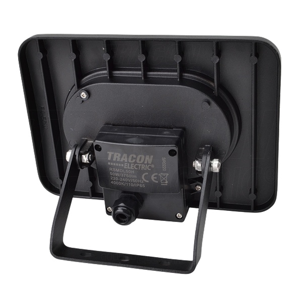 Tracon RSMDL50H SMD reflektor,černý,s vývodkoubez napájecího kabelu 220-240V AC, 50W, 4000K, IP65, 4000lm, EEI=G
