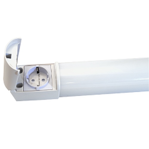 Tracon TLFLEDS15NW Přisazené chráněnné nábytkovéLED svítidlo se zásuvkou 230 V, 50 Hz, 15 W, 1080 lm, 4000 K, IP44, EEI=G
