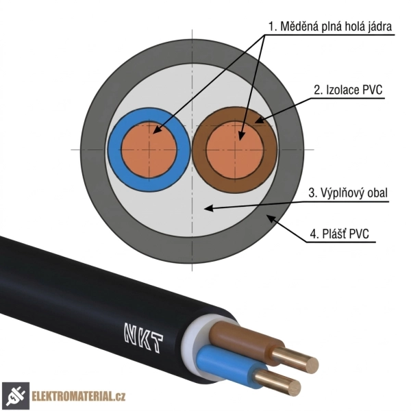Kabel CYKY-O 2x1,5 balení 100 m