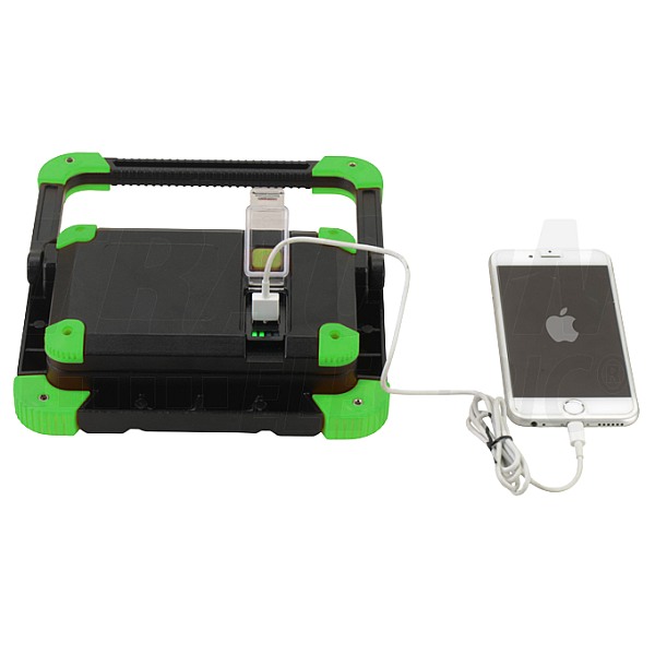 Tracon STLFL10W Akumulátorový montážní LED reflektor s funkcí, exter.akum. 10 W, 6500 K, 3,7 V, 4400 mAh, Li-Ion, 1000 lm, 3 h, IP54