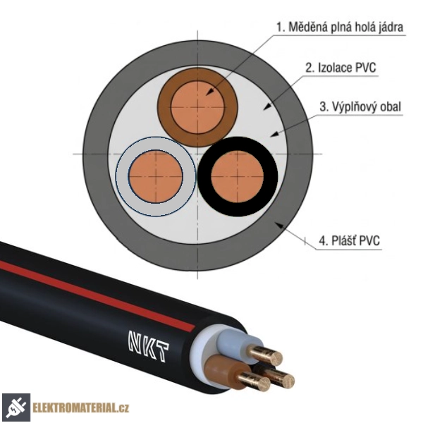 Kabel CYKY-O 3x1,5 balení 100 m
