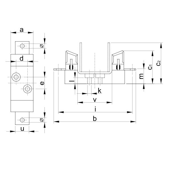 Tracon NTA-00C-00 Spodek k nožovým pojistkám 00C, 00 / 1P