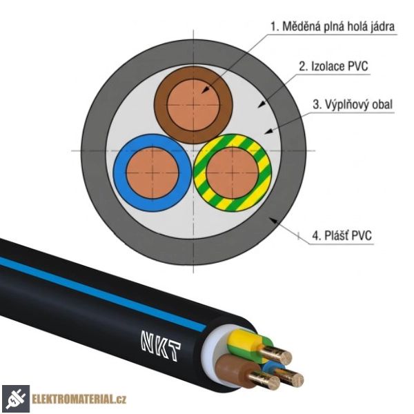 Kabel CYKY-J 3x1,5 balení 100 m