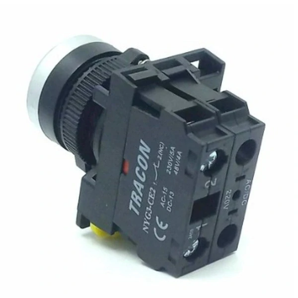 Tracon NYG3-LR Výstupní tlačítko, červené 1×NC, 5A/230V AC-15, IP65, LED 230V AC/DC