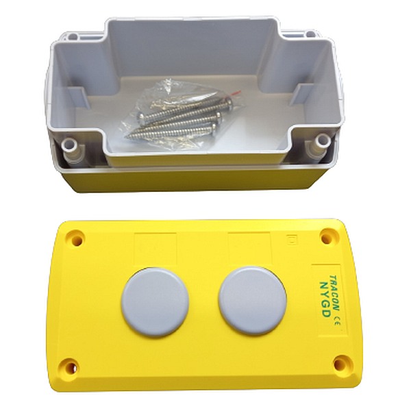 Tracon NYGD-2YE Krabicová sestava k tlačítkům žlutá, 2 d=22,5, IP65, 2×PG-13,5
