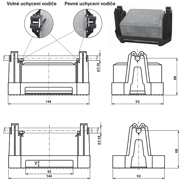 TREMIS PV 21d ( beton ) podp. ved. na ploché stř. - beton/plast *V251