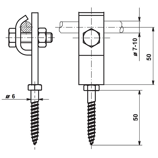 TREMIS PV 1h ( FeZn ) podpěra vedení na hmoždinku *V165