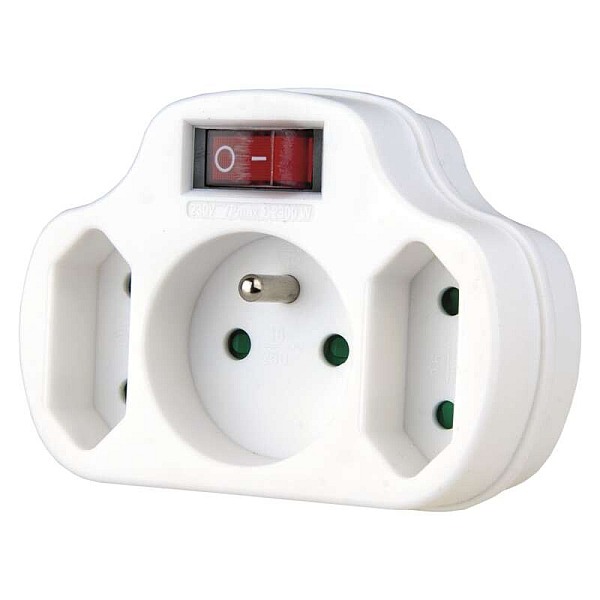 EMOS P0029 Zásuvky rozbočovací 2xplochá +1xkulatá s vypínačem / NFS-056