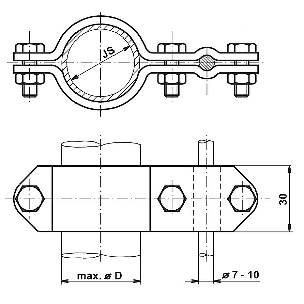 TREMIS ST 3 ( FeZn ) svorka na potrubí 1"         (34 mm) *V098
