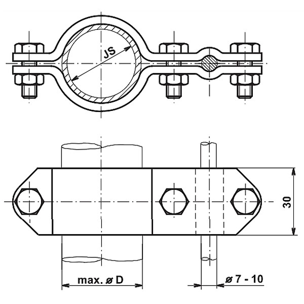 TREMIS ST 7 ( FeZn ) svorka na potrubí 2 1/2"   (77 mm) *V102