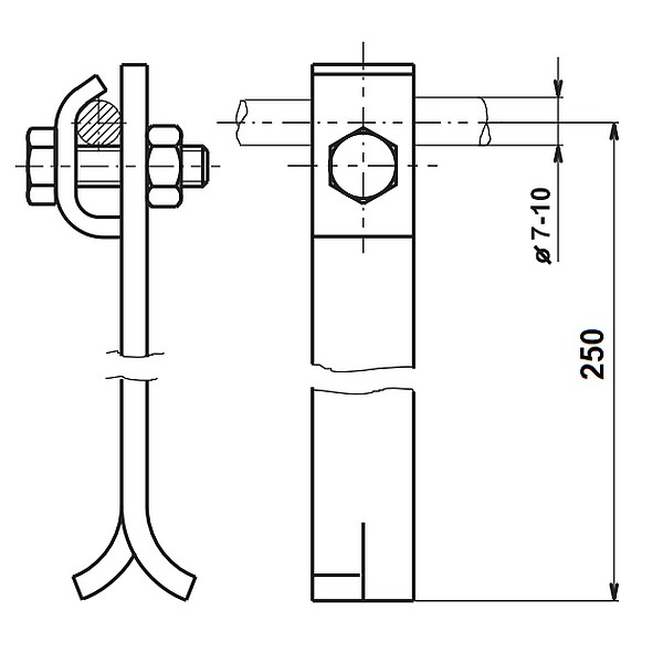 TREMIS PV 1b-25 ( FeZn ) podpěra vedení do zdiva *V160