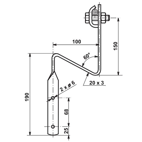 TREMIS PV 14 ( FeZn ) podpěra vedení pod hřebenáče *V190