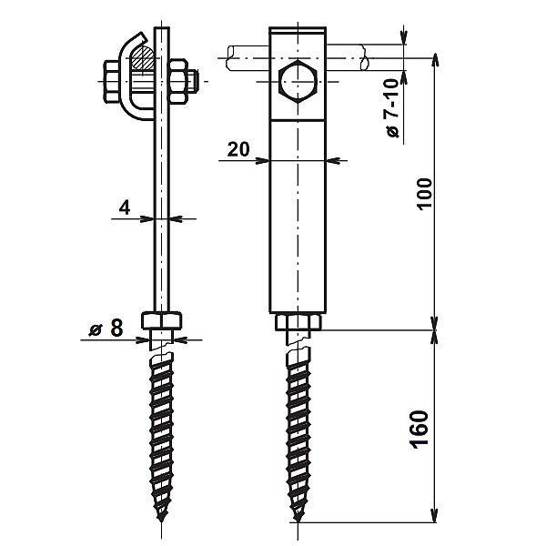 TREMIS PV 17p ( FeZn ) podpěra vedení pro vlnitý eternit  a do zdiva *V225