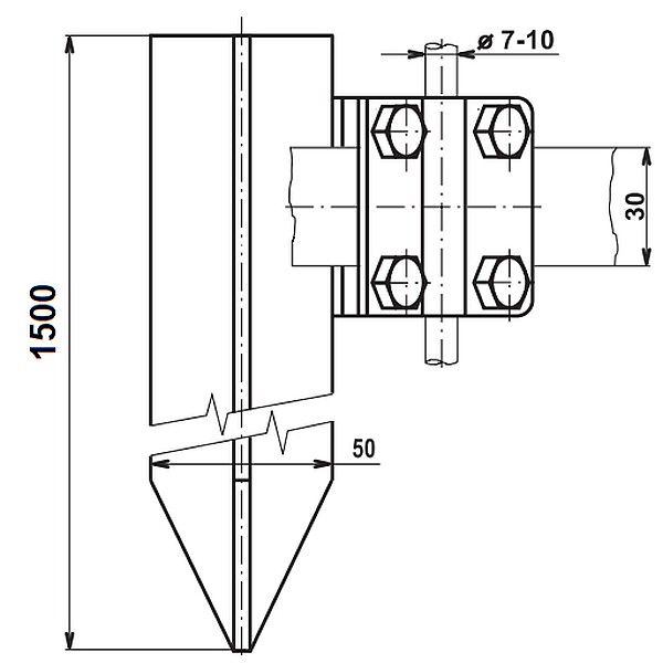 TREMIS ZT 1,5k ( FeZn ) zemnící tyč z křížového profilu *V472