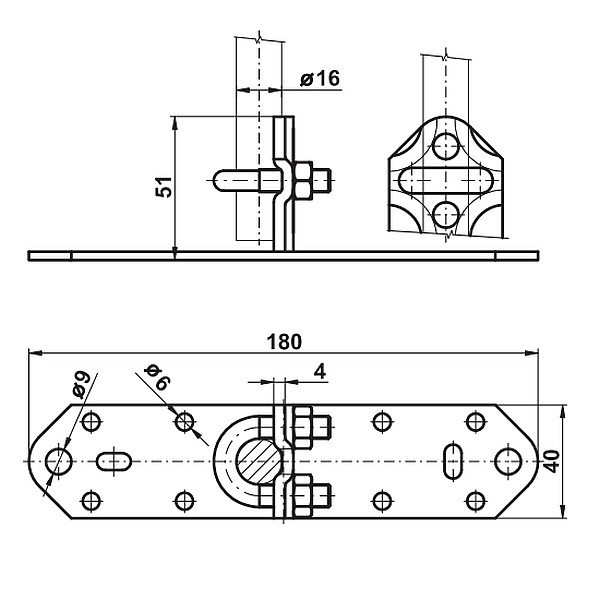 TREMIS DOHS ( FeZn ) "T" Držák oddáleného hromosvodu *VP001