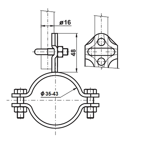 TREMIS DOHT 4 ( FeZn ) Držák oddáleného hromosvodu na trubku 5/4" *VP070
