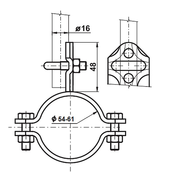 TREMIS DOHT 6 ( FeZn ) Držák oddáleného hromosvodu na trubku 2" *VP080