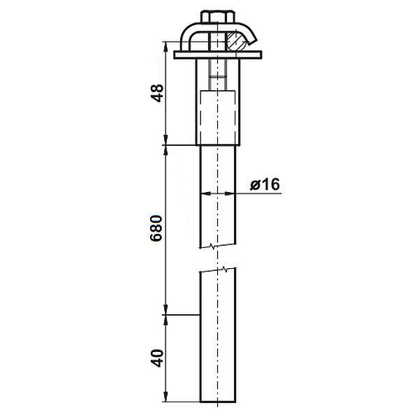 TREMIS ITV 68 ( FeZn )/GFK Izolační tyč pro vodič 680mm *VP110