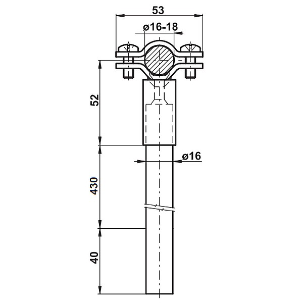 TREMIS ITJc 43 ( FeZn )/GFK Izolační tyč pro jímací tyč 430mm *VP155