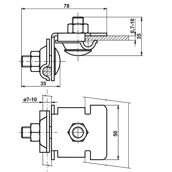 TREMIS SUG ( FeZn ) Svorka falcová - zahnutá *VT040