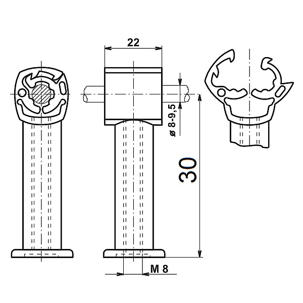 TREMIS PV 1p-30 ( plast ) podpěra ved. do zdiva *Z605
