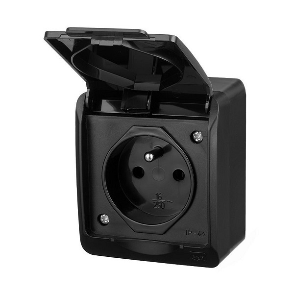 Famatel 5321-09 GALATEA IP44 Zásuvka černá