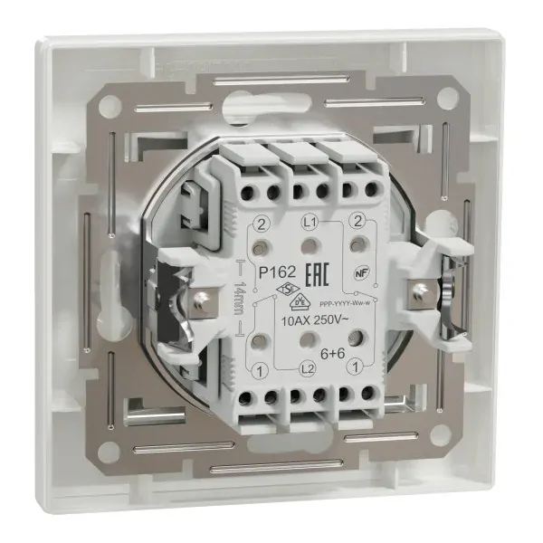 Schneider EPH0600121 Asfora Přepínač dvojitý střídavý č.6+6 - bílá, bezšroubový