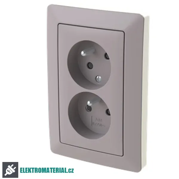 ABB 5513T-C02357 144 ZONI Zásuvka dvojnásobná, s cl., s natočenou dutinou greige / bílá