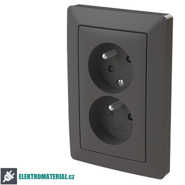 ABB 5513T-C02357 237 ZONI Zásuvka dvojnásobná, s cl., s natočenou dutinou matná černá