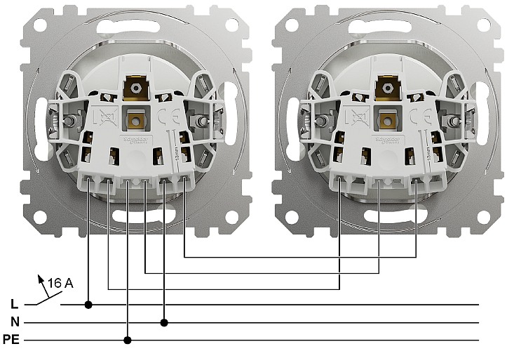 SCHNEIDER SDD113012 SEDNA Zásuvka 230V 16A clonky bezšroubová, alu