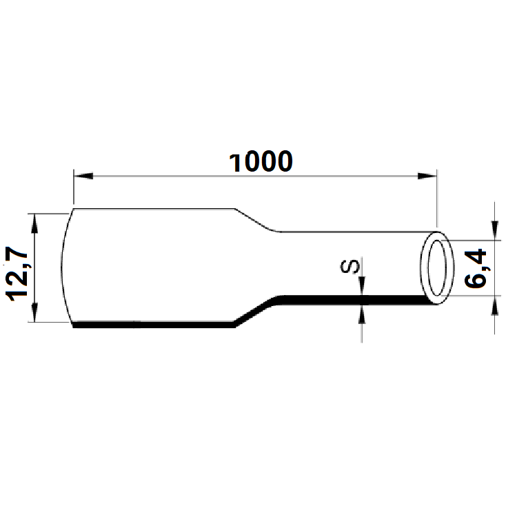 Tracon ZS127 Smršťovací bužírka Polyetylen 12,7/6,4mm, černá, délka 1m