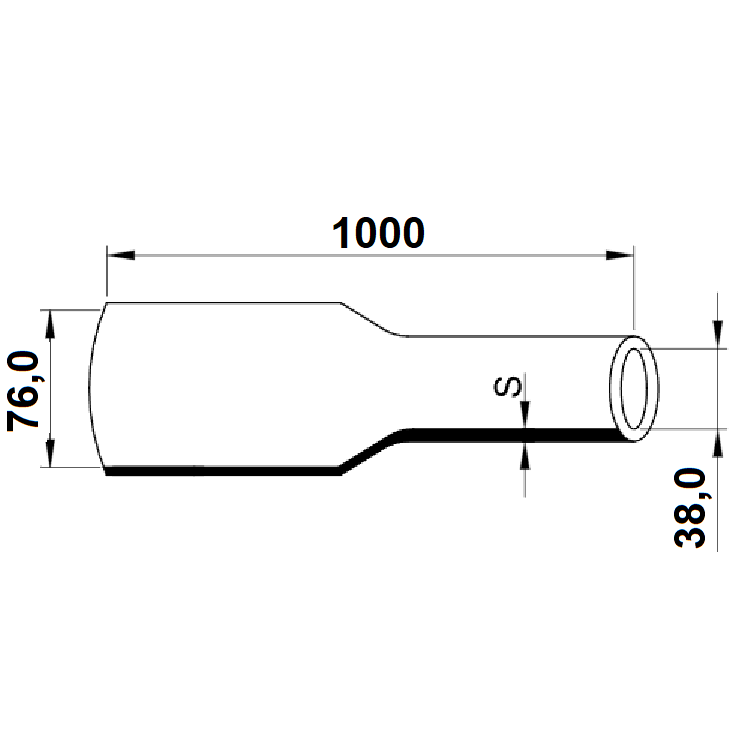 Tracon ZS760 Smršťovací bužírka Polyetylen 76/38mm, černá, délka 1m