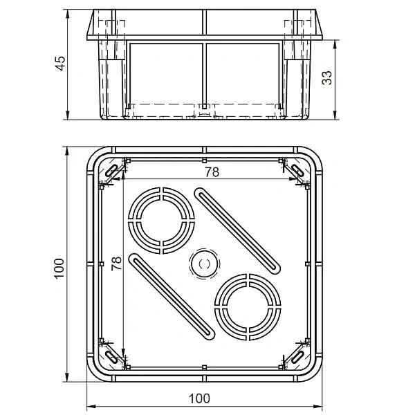 Podomítková instalační krabice TRACON S100X100 mm