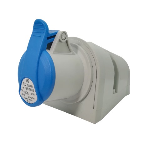 Průmyslová nástěnná zásuvka IZN 1632 230V, IP44, 16A, 3-pól