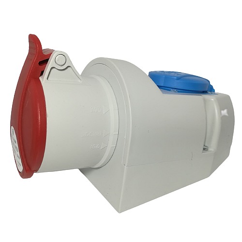 Nástěnná zásuvka 16A/5p kombinovaná se zásuvkou 230V IZVZ 1653, 400V, IP44, 16A, 5-pól