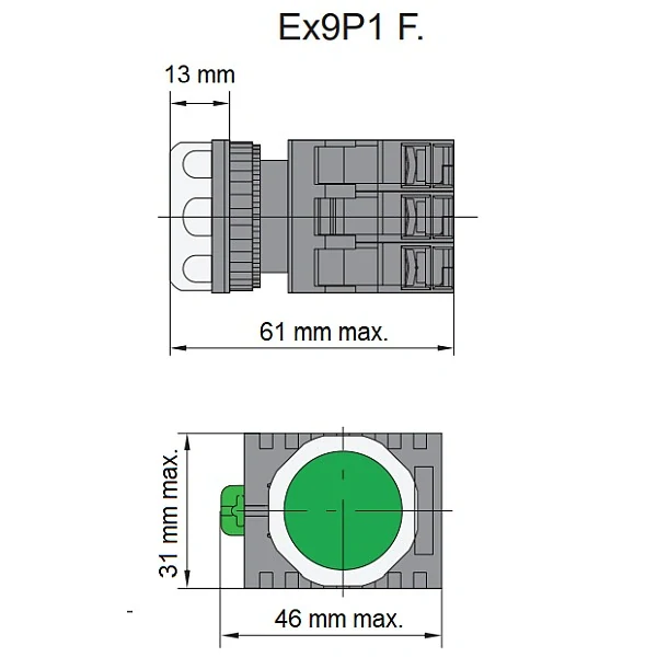 NOARK 105617 Ex9P1 F b Hlavice se zapuštěným tlačítkem,bez aretace,modrá