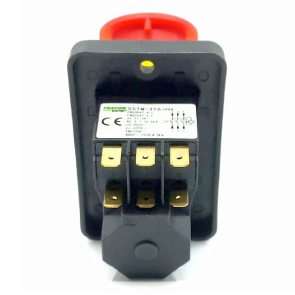 Tracon SSTM-316 Bezpečnostní tlačítko s hřibovou aretovací ovládací hlavicí  6PIN, 400 VAC, 8A/AC3, IP54, 6,3×0,8