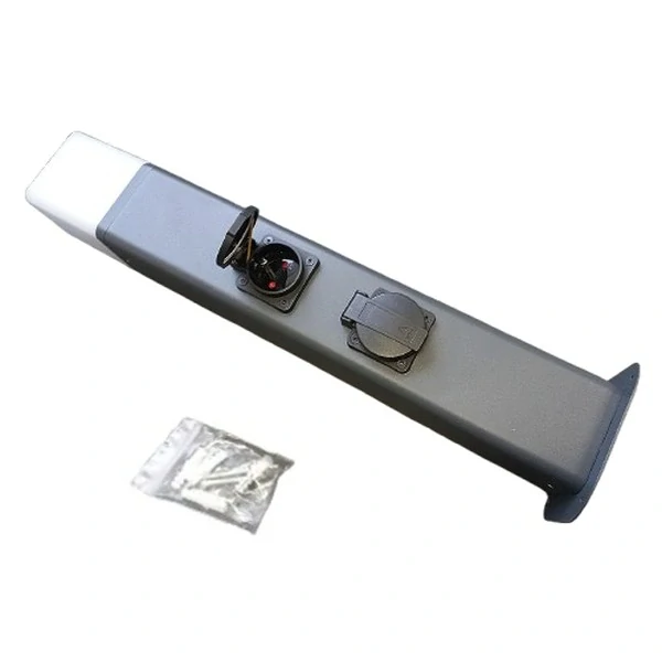 Zahradní zásuvkový sloupek se svítidlem Tracon GARN2FE27, 2xzásuvka s kolíkem, 230VAC, E27, max.35W, IP54, 0,5m, 2600W