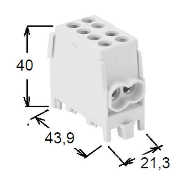 Tracon FLECU-25-16-2B Rozvodná svorka odbočná,na DINlištu, hnědá