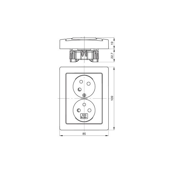 Dvojzásuvka ABB Swing 5513J-C02357 B1 otočený kolík bílá